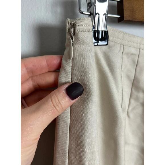 VTG Ann Taylor Silk Wide Leg Pants Lined Neutral Tan Side Zip Professional Sz 6 - Picture 6 of 6